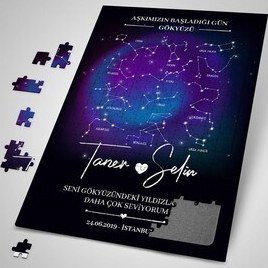 Resim Kişiye Özel Yıldız Haritası Puzzle 