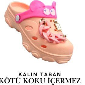 Resim Sermoda Gözlük Desen Zincirli Eva Kız Çocuk Plaj Havuz Terlik Sabo Terlik Yavru Ağzı 