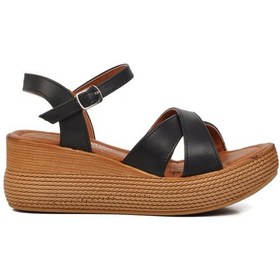 Resim Ayakmod 426093 Siyah Kadın Dolgu Topuk Sandalet 001 