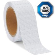 Resim Genel Markalar Reflektörlü Fosforlu Şerit Bant Ikaz Bandı Tüvtürk Uyumlu C E1 Onaylı Beyaz 5 Metre 