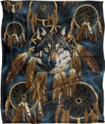 Resim Jq Lisanslı İpeksi Rüya Yakalayıcı Kurt Süper Yumuşak Battaniye Tek Beden Çok Renkli 