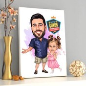 Resim Mükemmel Baba ve Kızı Karikatürlü Kanvas Tablo 