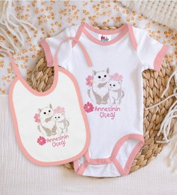 Resim Bk Kids Annesinin Çiçeği Tasarımlı Pembe Bebek Body Zıbın Ve Mama Çok Renkli 