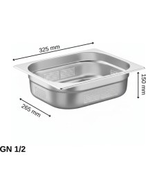 Resim Üret Çelik Üret Delikli gastronom Küvet Gn 1/2 150 MM 9,5 lt 