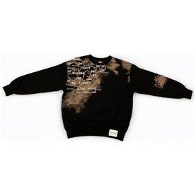 Resim Carinos Erkek Çocuk Yazı Detaylı Batik Desenli Sweatshirt-14701 Siyah 