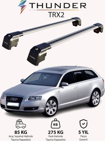 Resim Audı A6 Avant 2005-2010 Trx2 Thunder Carrier Kilitli Ara Atkı Taşıyıcı Tavan Barı Siyah 