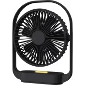 Resim Masa Fan, Küçük Fan Sessiz, Gece Işığı ile USB Fan, Masa Fanı Elektrikli Şarj Edilebilir Masaüstü Fan Yatak Odası Ofis-Black (Yurt Dışından) 