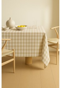 Resim Wellstil Sora Keten Pötikare Masa Örtüsü Bej 