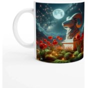 Resim Koç Burcu Baskılı Kahve Kupası - Ay Işığında Zodyak Bahçesi Vs3 