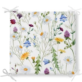 Resim Çiçek Desenli Dekoratif Kare Sandalye Minderi 40x40cm Fermuarlı 