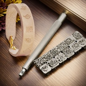 Resim 13 adet/15 adet El Aletleri Deri Kabartma Aracı Seti, Profesyonel Sebzeli Deri Kabartma Araçları ile Alaşım Çiçek Damgası ve Para Klipsi saç tokası | Ev El Sanatları DIY Kiti, Çoklu El Sanatları Kabartma için (Deri/Keramik) | El Sanatçıları, Sanatkarlar, Tatil Hediyeleri için Malzemeler 