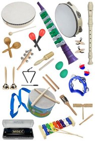 Resim Midex Örf Aletleri Seti Over Paket-2 Marakas Zil Üçgen Ksilofon Melodika Mızıka Davul Flüt (20 Parça) 