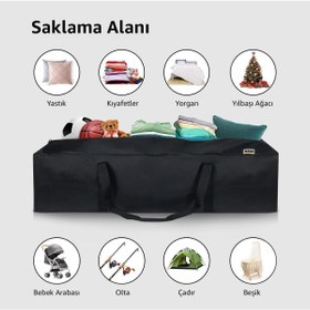 Resim HAEGS Taşıma Çantası, Dayanıklı Kamp Malzemeleri Çantası, Hurç, Valiz, 195L (120 x 38 x 43 cm) Siyah 