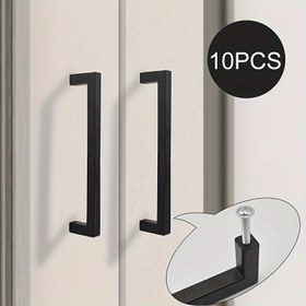 Resim 10 Adet Kare Dolap Çekmecesi Kulpları, Mat Siyah Alüminyum Metal Kulplar, Boyalı Kaplama, Modern Mutfak Dolabı Çekmece Kulpları 