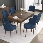 Resim Canisa Concept Noa Serisi, 80X132 Açılabilir Mdf Masa, Barok Ahşap Desenli Mutfak Masa Takımı, 6 Sandalye 
