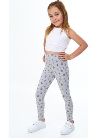 Resim Toontoy Kids Toontoy Kız Çocuk Baskılı Tayt Gri Melanj 