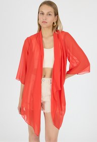 Resim Laranor Nar Çiçeği Şal Yaka Volan Kol Şifon Kimono Kaftan Plaj Giyim 25L8101 