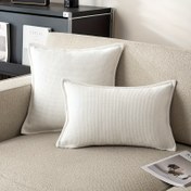 Resim 1 Adet Lüks Şönil Ekose Yastık Kılıfı - Yumuşak Dokulu, Turuncu/Sarı/Beyaz/Gri Geometrik Desenli, Fermuarlı, Makinede Yıkanabilir, İç Dolgu Dahil Değildir, Modern Dekoratif Yastık Kılıfı, Kanepe ve Yatak Odası için, Kolay Bakım, Çağdaş Tasarım, İç Mimarlar için 