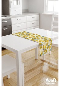 Resim Limon Desenli Baskılı Süet Runner Masa Örtüsü 