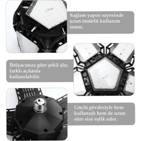 Resim Ledx Ayarlanabilir Açılı 4 Kanatlı 108 Smd Ledli Galaxy Projektör Işığı 50W 5500 Lumen E27 32cm Çap 