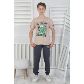 Resim Explore Create Desenli Erkek Çocuk Süprem Kısa Kollu Pijama Takımı 