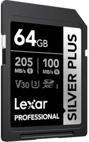 Resim Lexar 64GB Silver Plus SD UhsI V30 U3 205MB/S Hafıza Kartı 