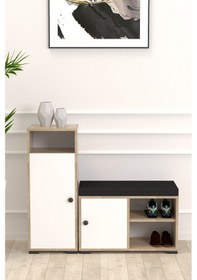 Resim Duru 2 Parça Döşemeli Ayakkabılık Bambu - Beyaz 