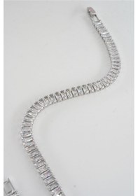 Resim Kadın 316 L Çelik Vip Seri Antialerjik Baget Zirkon Taşlı Su Yolu Bileklik Ölçüleri 17cm + 3 Cm Uzatma 6 Mm Taş Boyutu-5212 Gümüş 