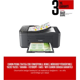Resim Canon Pixma TR4755I Tarayıcı + Fotokopi + Wi-Fi + Faks + Çok Fonksiyonlu Yazıcı (Canon Eurasia Garantili) 