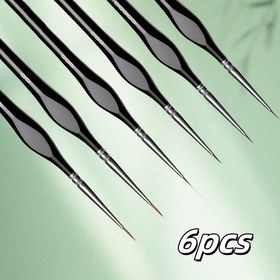 Resim 6 adet Ultra İnce Uçlu Boya Fırçası Seti Üçgen Ahşap Saplı - Akrilik, Suluboya, El Sanatları ve Minyatürler için Naylon Kıllar - Detaylı Boyama için Profesyonel Sanat Malzemeleri, Boyama Sanat Malzemeleri 