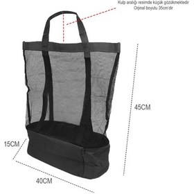 Resim 2 Katlı 50lt Termal Buzluk Bölmeli Plaj Seyahat Çantası Al4519 Siyah 