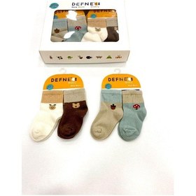 Resim 4 Çift Pamuklu New Born Yenidoğan Antibacterial Unısex Bebek Çorap-743 ÇoK Renkli 