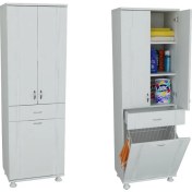 Resim Evistro Lake Banyo Boy Dolabı Çamaşır Sepetli Tek Çekmeceli 