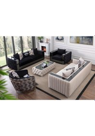 Resim Prada Koltuk Takımı 3+3+1+1+puf Antrasit 