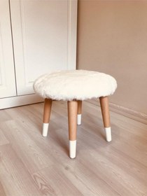 Resim Webpanya Çocuk Odası Beyaz Peluş Çocuk Taburesi Çocuk Çalışma Masası Taburesi Sandalyesi Beyaz 