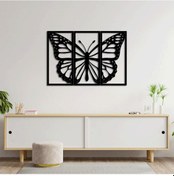 Resim Monark Zarafeti Üç Parçalı Kelebek Metal Duvar Dekoru 