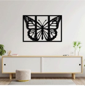 Resim Monark Zarafeti Üç Parçalı Kelebek Metal Duvar Dekoru 
