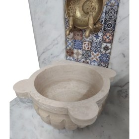 Resim Akm Dekor Traverten Dört Kulak Kavun Mermer Kurna 