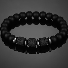 Resim Kadınlar ve Erkekler için 1 Adet 8mm Elastik Siyah Doğal Taş Bilezik - Cilalı Küresel Boncuklu Bohem Tarzı Takı, Günlük ve Resmi Kıyafetler İçin Dayanıklı Üniseks Tasarım, Resmi Aksesuar | Minimalist Mücevher | Şık Boncuk Dokusu 