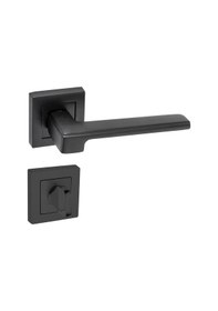 Resim Nobel Max Panama Kapı Kolu Mat Siyah Kare Rozetli Wc 