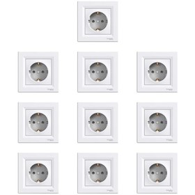 Resim Schneider Electric Asfora Serisi Beyaz Topraklı Priz 10 Lu Paket 