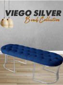 Resim VİEGO SILVER MAVİ-Kapitoneli Model Puf&Bench&Koltuk-Oturak-Uzun Makyaj Puff-Yatak Odası Ucu&Önü 