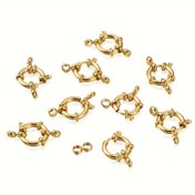 Resim 10 adet 304 Paslanmaz Çelik Bahar Halka Tokaları, Gerçek 24K Altın Kaplama Bağlantı Tokaları DIY Takı Yapım Malzemeleri, 23x14x4mm, Delik: 2.5mm 