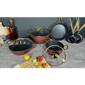 Resim 7 Parça Yanmaz Yapışmaz Granit Tencere Seti-9040188990169 