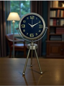 Resim Vintage Tripod Eskitme Metal Üç Ayaklı Masa Saati Renkli 