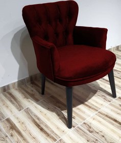 Resim Kayser Home Berjer - Tekli Koltuk - Düz Renk Kumaş - Ahşap Ayak - Nubuk Kumaş - Bordo 