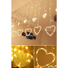 Resim Trendpoint Kalp Perde LED Işık Animasyonlu Eklenebilir Fişli 