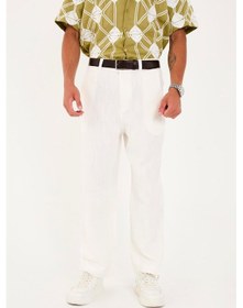 Resim R-4419 Fermuarlı Baggy Pantolon Beyaz 