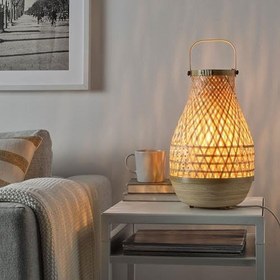 Resim IKEA Bambu Abajur MeridyenDukkan Bambu, 36 cm Masa Lambası Dekorasyon 