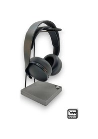 Resim Gri Ahşap Ve Siyah Metal Gaming Kulaklık Dikey Standı 